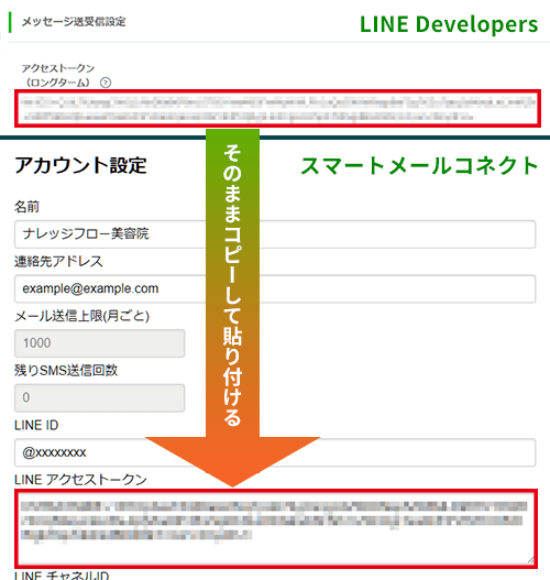 アクセストークンをスマートメールコネクトに入力